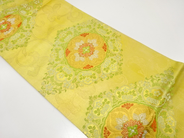 JAPANESE KIMONO / ANTIQUE FUKURO OBI / SILK / WOVEN RHOMBUS